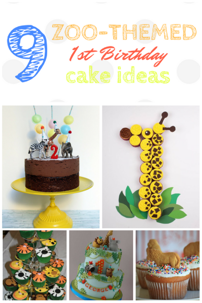 9 Zoo Themed Birthday Cakes for a first birthday party. #kidsparty #zooparty #firstbirthday