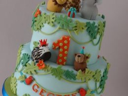 Zoo Themed First Birthday Cake