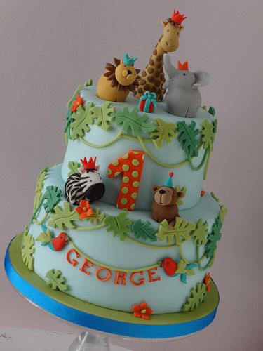 Zoo Themed First Birthday Cake