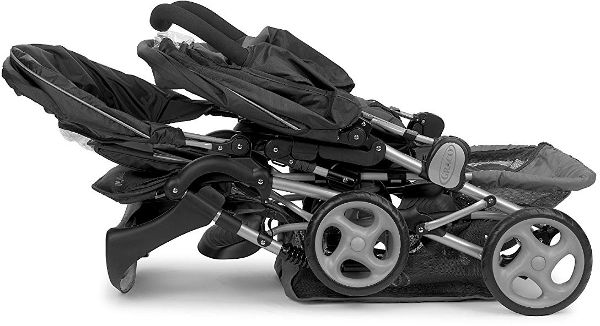 Graco Stadium Duo Double Pushchair folded position Graco Stadium Duo Double Pushchair folded position