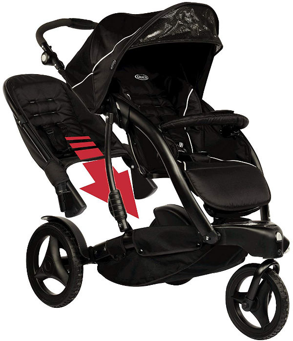 Graco Trekko Duo three wheel stroller removeable back seat