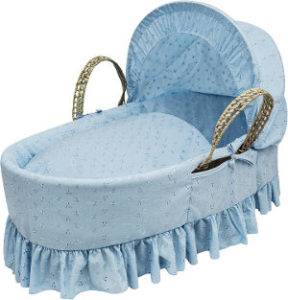 kinder valley broderie anglaise moses basket blue