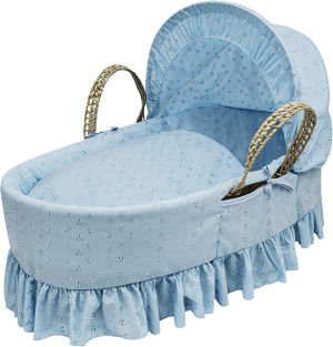 kinder valley broderie anglaise moses basket blue