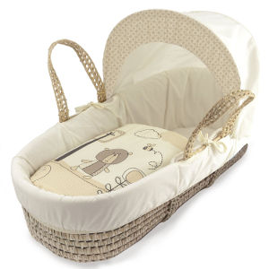 kinder valley tiny ted moses basket cream