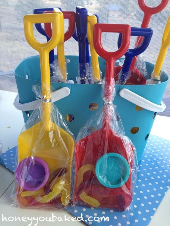 Seaside beach theme bucket and spade party favours