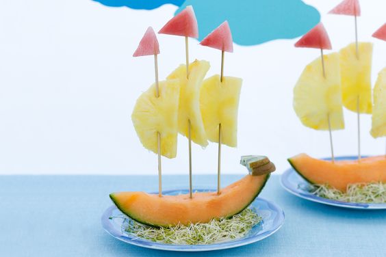 Seaside beach theme melon boats party food