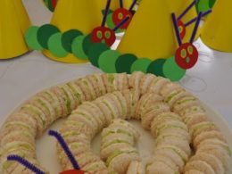 Very Hungry Caterpillar first birthday sandwiches party food